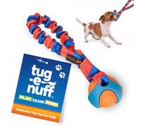 Tug-E-Nuff Pocket PowerBall Bungee Tug (Orange Pattern), Compact Fetch & Tug of War Tough Dog Toys with Rubber Dog Ball, Strong Interactive Rope Toys for Training Small, Medium, Large Dogs, 23 cm