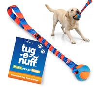 Tug-E-Nuff PowerBall Bungee Tug (Orange Pattern), Durable Fetch & Tug of War Tough Dog Toys with Rubber Dog Ball, Strong Interactive Toys for Training Small, Medium, Large Dogs, 43 cm
