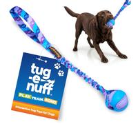 Tug-E-Nuff PowerBall Bungee Tug (Purple Pattern), Durable Fetch & Tug of War Tough Dog Toys with Rubber Dog Ball, Strong Interactive Toys for Training Small, Medium, Large Dogs, 43 cm