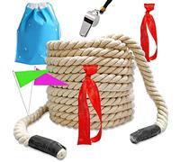 Tug of War Rope 35FT for Kids and Adults, 100% Natural Cotton Rope Thick Twisted Rope for Indoor Outdoor Rope Games for Team Building Activities, Family Reunion, Birthday Party