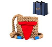 Tug of War Rope with Flag for Kids and Adults - Soft Natural Jute Fiber Rope for Field Day Team Building Party Game Camping Backyard Outdoor Games 20ft Long,Brown