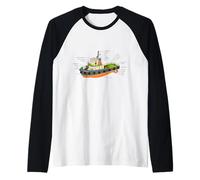 Tugboat Blueprint Diagram Tugging Life Captain Raglan Baseball Tee