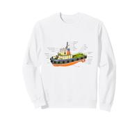 Tugboat Blueprint Diagram Tugging Life Captain Sweatshirt
