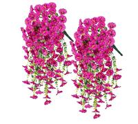 Tugeem 2PCS Artificial Hanging Flowers, Fake Hanging Baskets Precisetrue Hanging Flowers,Precisetrue Faux Morning Glory for Spring Decor Garden Porch Window Wedding Outdoor (Red)