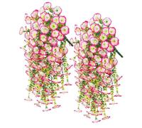 Tugeem 2PCS Artificial Hanging Flowers, Fake Hanging Baskets Precisetrue Hanging Flowers,Precisetrue Faux Morning Glory for Spring Decor Garden Porch Window Wedding Outdoor (Pink)