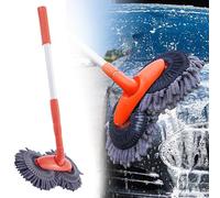 Tugeem Car Wash Brush - Rotating Car Wash Mop with Long Handle, Flexible Rotating Telescopic Wash Brush Cleaning Tool, Double Head Windshield Cleaner Caravan Accessories for Car Washing (1 Pack)