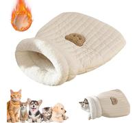 Tugeem Cat Winter Sleeping Bag, Indoor Pet Snuggle Sack - 360 Wrap, Soft Plush, Self-Warming, White, L (for <10KG)