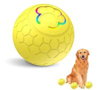 Tugeem Electric Dog Ball Toy - Automatic Rolling Pet Ball With LED Light Flashing for Puppy, Small, Medium Dogs and Cats (Yellow)