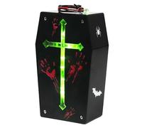 Tugeem Halloween Scream Voice Control Coffin Box - Screams When Someone Walks and Talks Loudly, Halloween Coffin Box with LEDs and Voice Speakers for Spooky Atmosphere