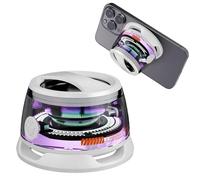 Tugeem Multifunctional Magnetic Bluetooth Speaker, G200 Mini Portable Bluetooth Speaker, 5W Waterproof Wireless Magnetic Speaker with Multi-RGB Light, Phone Stand Speaker for Travel,Outdoor (White)