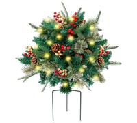 Tugeem Prelit Christmas Planter Bushes,Prelit Pot Fillers for Christmas,Faux Holiday Planters with Lights,Christmas Outdoor Artificial Urn Fillers Decorations for Pathway, Lawn, Patio (2 Pack)