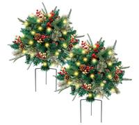 Tugeem Prelit Christmas Planter Bushes,Prelit Pot Fillers for Christmas,Faux Holiday Planters with Lights,Christmas Outdoor Artificial Urn Fillers Decorations for Pathway, Lawn, Patio (1 Pack)