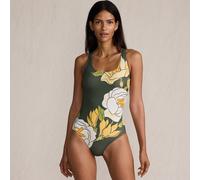 Tugless High Leg X-back Swimsuit lands end Green 14-16