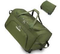 TUGUAN 110L Soft Luggage with Spinner Wheels, Foldable Large Rolling Travel Suitcase, Carry-On Check Luggage, 28'' Collapsible Wheeled Holdall for House Moving, Storage Duffle, Green