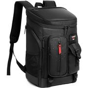 TUGUAN 30L Cooler Backpack 36 Cans Insulated Cool Bag Rucksack Leak Proof Picnic Backpack PU-Leather Lunch Bag for Men Work Lightweight Thermal Bag Women for Travel Camping Beach Cooler, Black