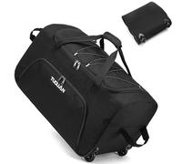TUGUAN Large Holdall with Wheels, 110L Foldable Roller Duffle Bag & Travel Hand Luggage with Bungee, 28 inch Collapsible & Packable Rolling Duffel for Storage Traveling Camping, Black