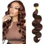 Tuheerst Body Wave Human Hair Bundles #4 Chocolate Brown Human Hair Extensions Real Hair Wefts Bundles Single Bundle Double Weft Remy Hair for Woman 16 Inches