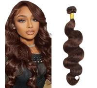Tuheerst Body Wave Human Hair Bundles #4 Chocolate Brown Human Hair Extensions Real Hair Wefts Bundles Single Bundle Double Weft Remy Hair for Woman 32 Inches