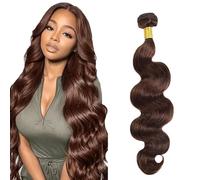 Tuheerst Body Wave Human Hair Bundles #4 Chocolate Brown Human Hair Extensions Real Hair Wefts Bundles Single Bundle Double Weft Remy Hair for Woman 34 Inches