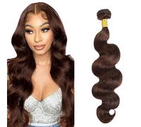 Tuheerst Body Wave Human Hair Bundles #4 Chocolate Brown Human Hair Extensions Real Hair Wefts Bundles Single Bundle Double Weft Remy Hair for Woman 26 Inches