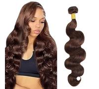 Tuheerst Body Wave Human Hair Bundles #4 Chocolate Brown Human Hair Extensions Real Hair Wefts Bundles Single Bundle Double Weft Remy Hair for Woman 20 Inches