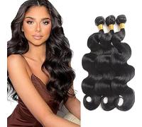 Tuheerst Body Wave Human Hair Bundles Natural Black Human Hair Extensions Real Hair Wefts Bundles 3 Bundles Double Weft Remy Hair for Woman 12 Inches