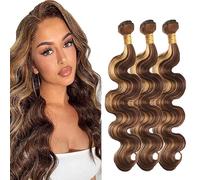 Tuheerst Body Wave Human Hair Bundles P427 Highlight Blonde Human Hair Extensions Real Hair Wefts Bundles 3 Bundles Double Weft Remy Hair for Woman 28 28 28 Inches