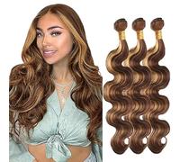 Tuheerst Body Wave Human Hair Bundles P427 Highlight Blonde Real Hair Human Hair Extensions Sew in Hair Extension 3 Bundles Double Weft Remy Hair Low Shedding for Woman 26 26 26 Inch