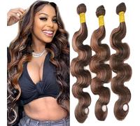Tuheerst Body Wave Human Hair Bundles P430 Highlight Brown Human Hair Extensions Real Hair Wefts Bundles 3 Bundles Double Weft Remy Hair for Woman 22 Inches