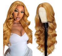 Tuheerst Real Hair Wig, Women's Blonde Human Hair Wig, Body Wave, 4x4 Lace Glueless Wear and Go Brazilian Real Hair, Pre-Bleached Knots with Baby Hair for Woman, 76 cm/76.8 cm