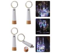 tuhood Wine Bottle Lights with Cork, 4 Pack 20 LEDs Rechargeable Bottle Lights for Liquor Bottles, Multi-Light Mode Fairy Lights,for Halloween Decorations Indoor, Wedding Décor Multi