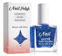 TUHOWEWZ Glitter Nail Polish,Quick-Drying Long Lasting Sapphire Blue Nail Varnish Water Based Christmas Blue Nail Gel Polish Breathable Nail Polish Home Nail Art