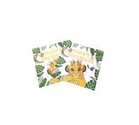 TUIC 40Pcs Happy Birthday Lion King Beverage Napkins - Add a Roaring Touch to Your Celebrations with Our Vibrant, Themed Napkins 6.5"", Green, GGX-2406391