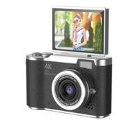 Tuidzljd 8X 4K CCD Digital Zoom Camera for Student 48MP Compact Digital Photography Camera 180 Flip Screen Selfile Camera Black
