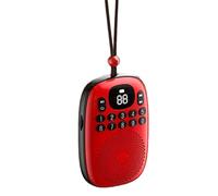 Tuidzljd FM Radio Pocket Mini LED Display Rechargeable Bluetooth 5.4 Speaker Digital Radios Receiver TF Card MP3 Music Box Player Red