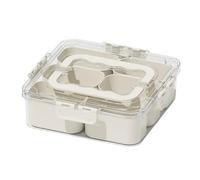 Tuidzljd Grids Divided Serving Tray Storage Box Portable Sub-Format Seasoning Separator Box -Keeping Snack Fruits Food Box A