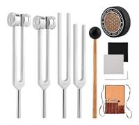 Tuidzljd Tuning Fork with Reflex Hammer, Portable in Leather Pouch- for Healing Set(128Hz, 136.1Hz, 256Hz, 384Hz) Sound Tuning Forks