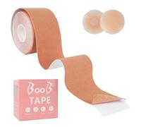 Tuieert Boob Tape With Nipple Covers, 5cm x 5m Boobytape for Large Breasts, Tit Tape Extra Strong Waterproof Breast Lift Tape, Breathable Cotton Boob Tape for Backless Dresses Wedding Party