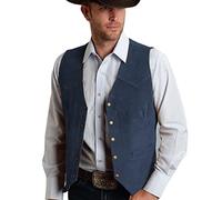 Tuikayoo Men's Suede Leather Suit Vest Vintage Western Cowboy Waistcoat(M, Navy)