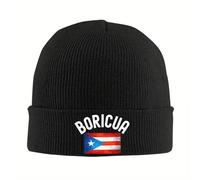 TUIKKKLO Knitted Hats Boricua Puerto Rican Pride Knitted Caps Women's Men's Skullies Beanies Winter Hats Acrylic Warm Cap Outdoor Sport Gift