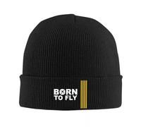 TUIKKKLO Knitted Hats Custom Born to Fly Flight Pilot Bonnet Hat Cool Knit Hats Unisex Aviation Airplane Winter Warm Skullies Beanies Caps Outdoor Sport Gift