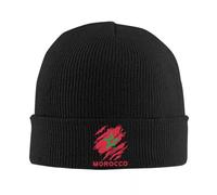 TUIKKKLO Knitted Hats Custom Flag of Morocco Skullies Beanies Caps for Men Women Unisex Trend Winter Warm Adult Moroccan Proud Bonnet Hats Outdoor Sport Gift