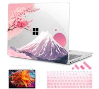 Tuiklol Case for 12.4 Inch Microsoft Surface Laptop Go 3/2 / 1 2023-2020 Releases, Plastic Hard Shell Case with Screen Protector and Keyborad Cover +Dust Plugs Model 2013/1943,Mountain and Tree