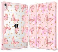 Tuiklol Case for iPad 11 inch (A16 Chip) 2025 Gen 11th / iPad 10.9 inch 2022 10th Gen, Buit in Pencil Holder with Shockproof Cover Clear Transparent Back Shell Auto Wake/Sleep,Pink Butterfly
