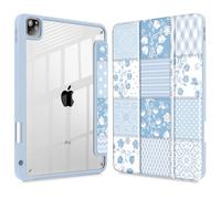 Tuiklol Case for iPad Pro 12.9 Inch M2 Case 2022 2021 2020 2018 Generation 6th/5th/4th/3rd,Built-in Pencil Holder Clear Transparent Protective Back Shell Cover, Patchwork Floral