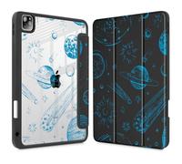 Tuiklol Case for iPad Pro 12.9 Inch M2 Case 2022 2021 2020 2018 Generation 6th/5th/4th/3rd,Built-in Pencil Holder Clear Transparent Protective Back Shell Cover, Space Comets