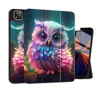 Tuiklol Case for iPad Pro 13 inch Generation 7th 2024 Release M4 Chip - Built in Support Pencil 2 / USB-C, Slim Protective Stand Back Cover with Smart Trifold Stand Auto Wake/Sleep,Rainbow owl
