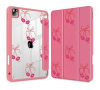 Tuiklol for iPad Pro 11 Inch Case M2 2022 Gen 4th -Built-in Pencil Holder Shockproof Cover Clear Transparent Back Shell Fit for iPad 11’’ 2021 2020 2018 Gen 3rd/2nd/1st for Kid, Cherry-Kisses