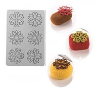 Tuile Mould Silicone, Flower Leaves Veiner Silicone Moulds for Crafting, 3D Curlicues Flower Moulds Silicone, Reusable Cake Lace for Sugar Paste Chocolate Fondant Butter Soap