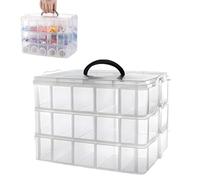 Tuilful 3-Layer Craft Storage Box with Handle - Multipurpose Plastic Storage Box with Lids and Compartments - Organizer Box for Crafts, Sewing, Cosmetics, Beauty Accessories, and Loom Bands